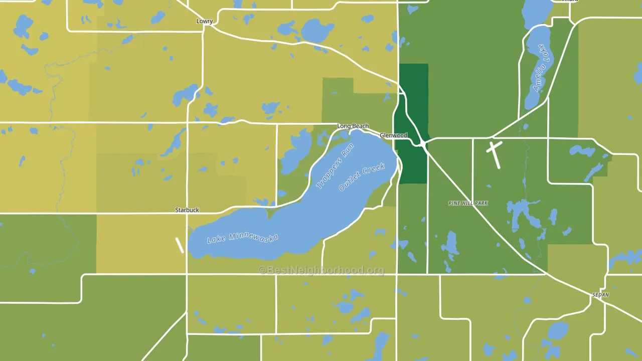 Pope County, MN block-group voter-turnout map