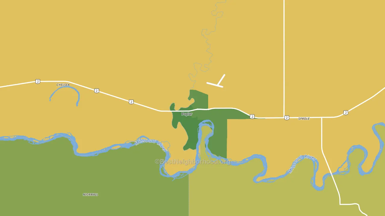 Poplar, MT block-group voter-turnout map