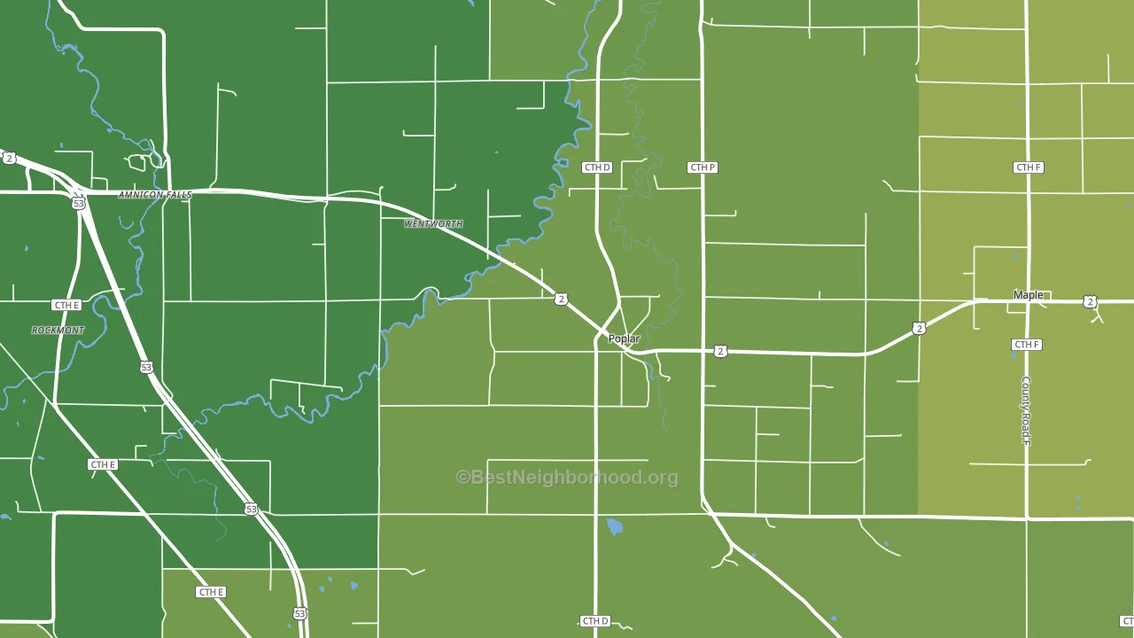 Poplar, WI block-group voter-turnout map