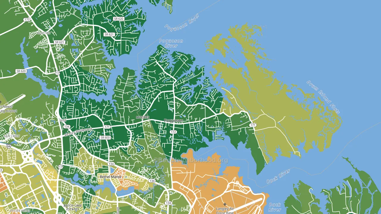 Poquoson, VA block-group voter-turnout map