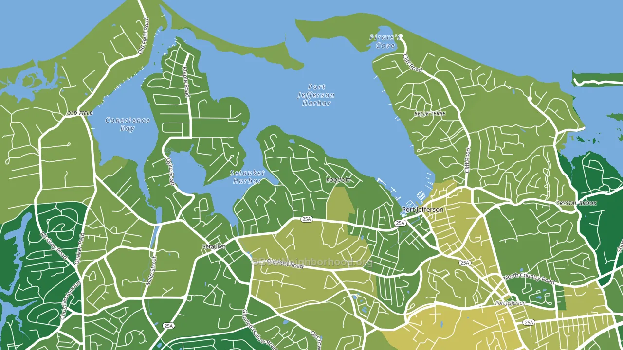 Poquott, NY block-group voter-turnout map