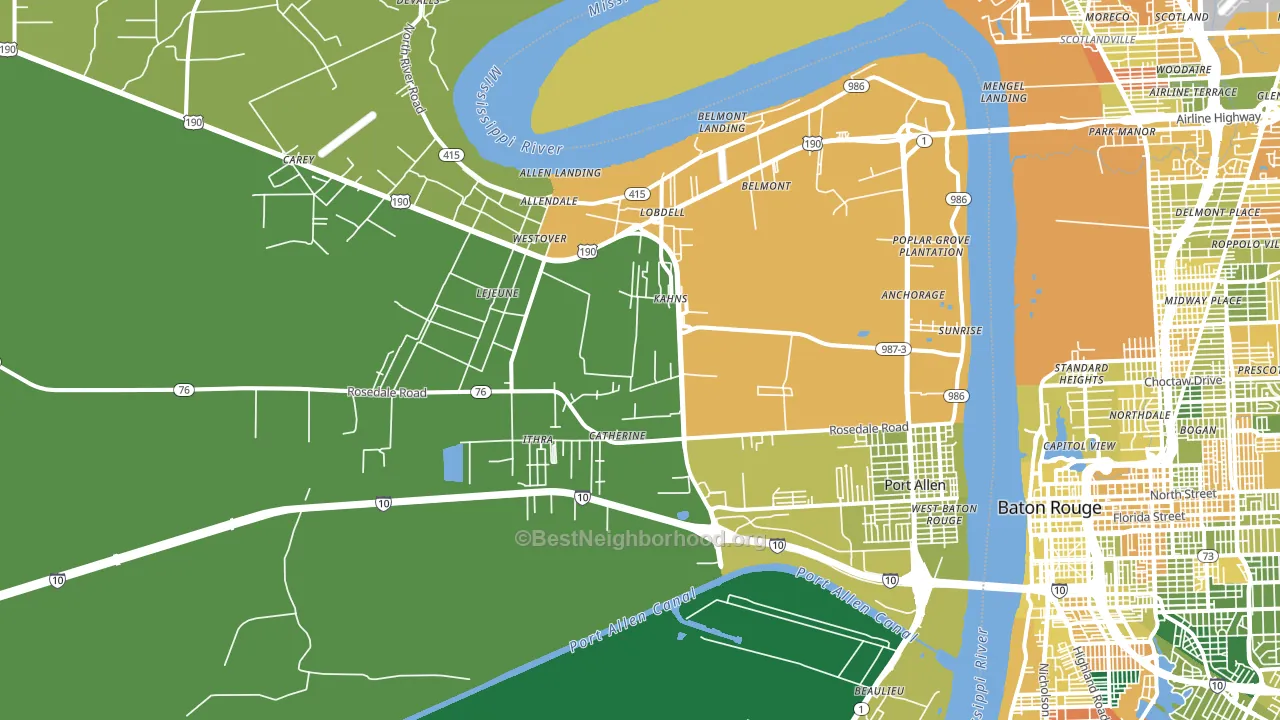 Port Allen, LA block-group voter-turnout map