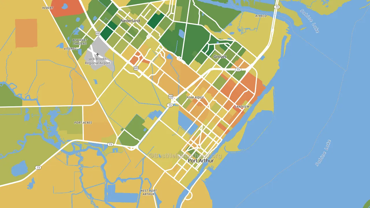 Port Arthur, TX block-group voter-turnout map