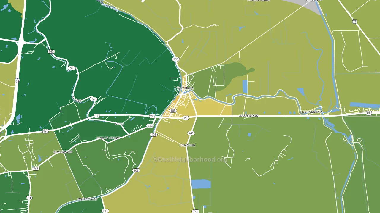 Port Barre, LA block-group voter-turnout map