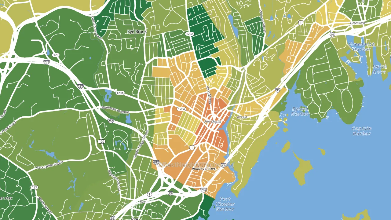 Port Chester, NY block-group voter-turnout map