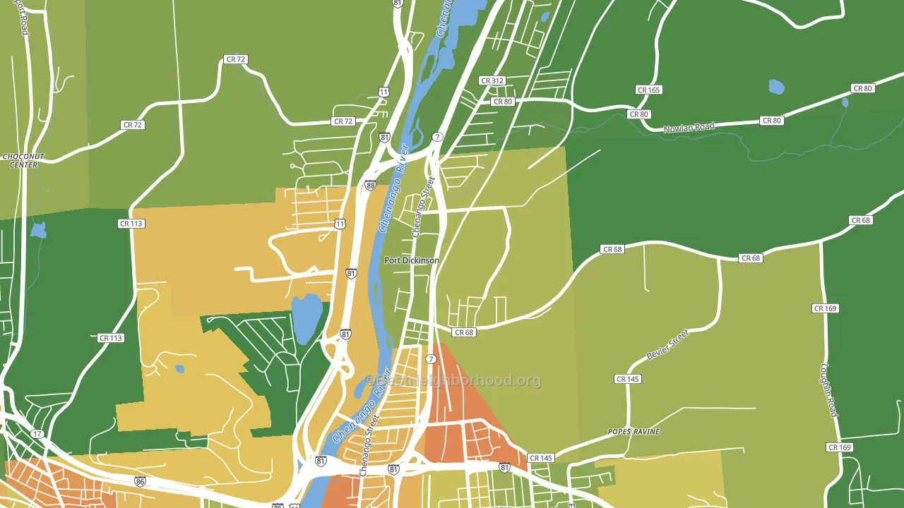 Port Dickinson, NY block-group voter-turnout map