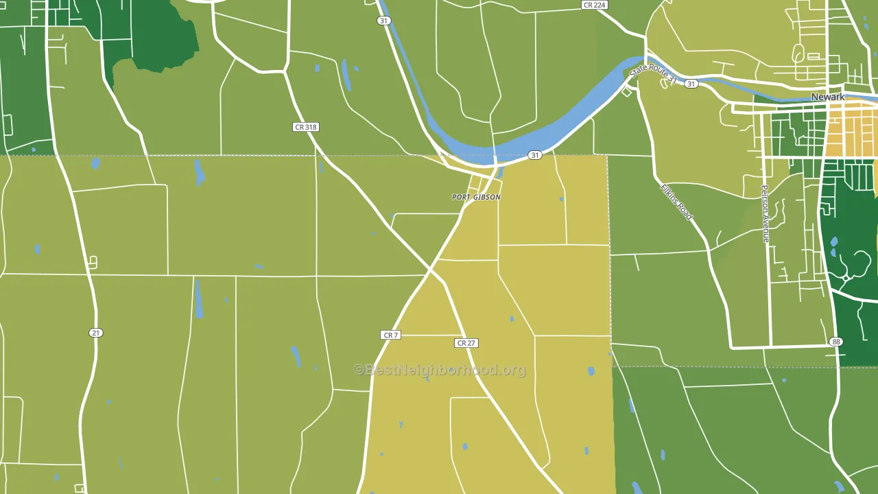Port Gibson, NY block-group voter-turnout map