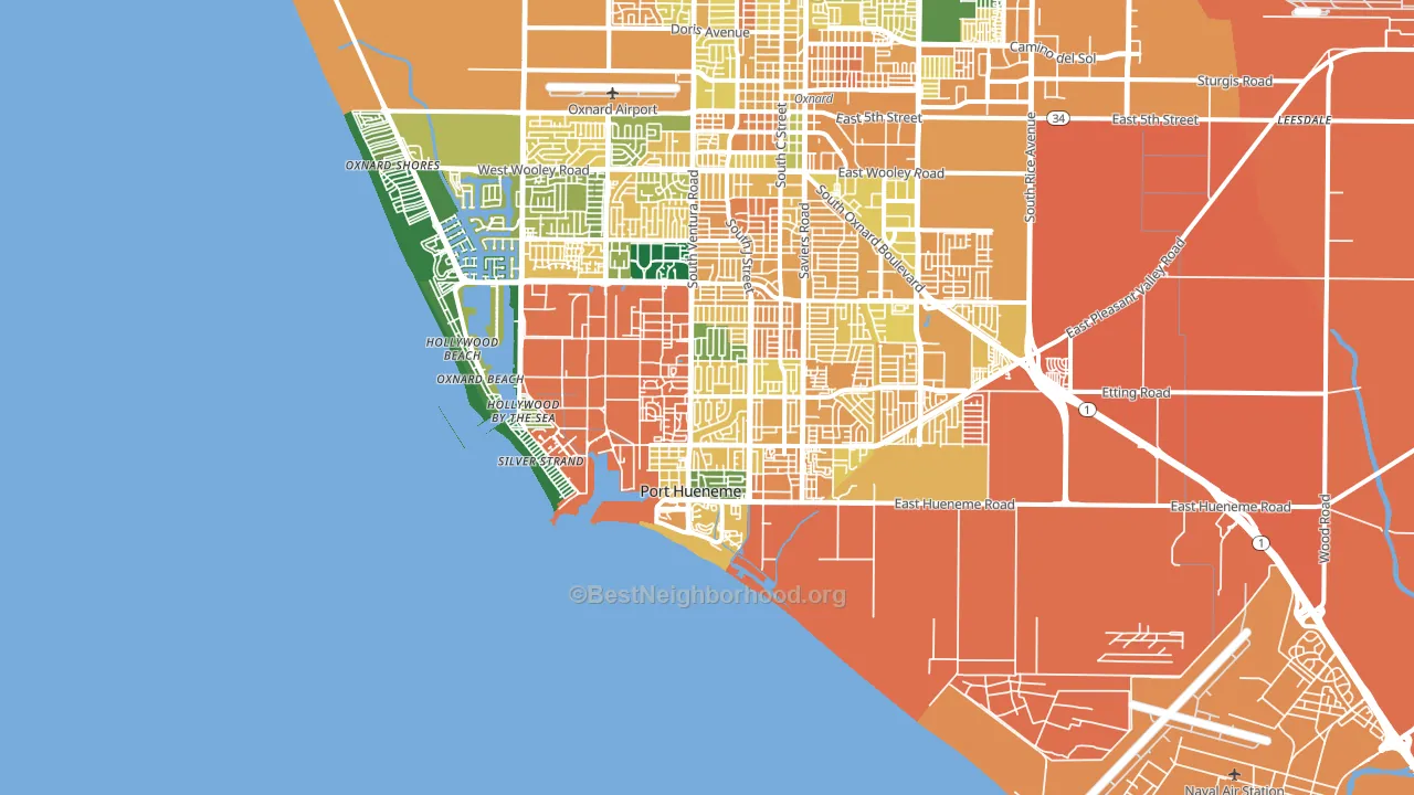 Port Hueneme, CA block-group voter-turnout map