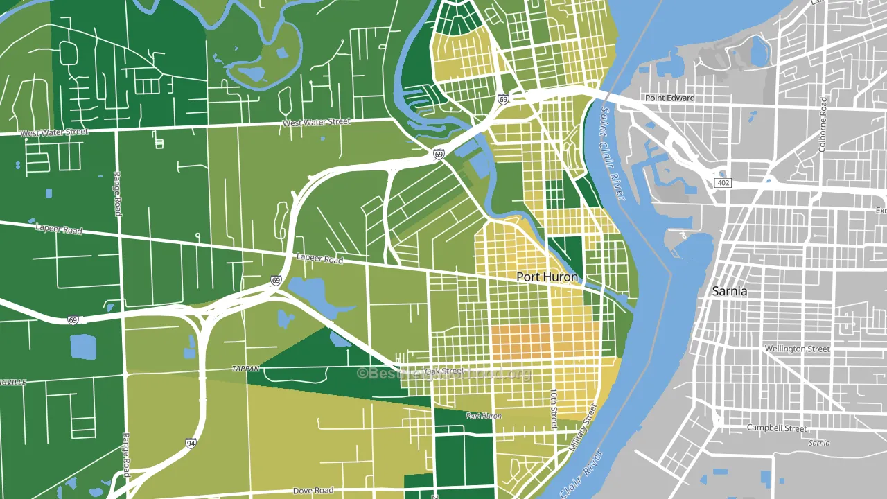 Port Huron, MI block-group voter-turnout map
