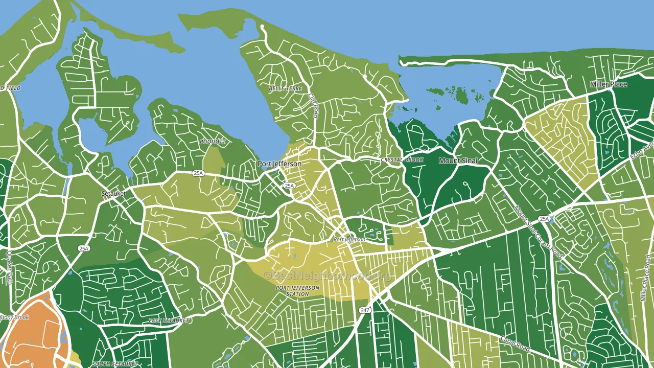 Port Jefferson, NY block-group voter-turnout map