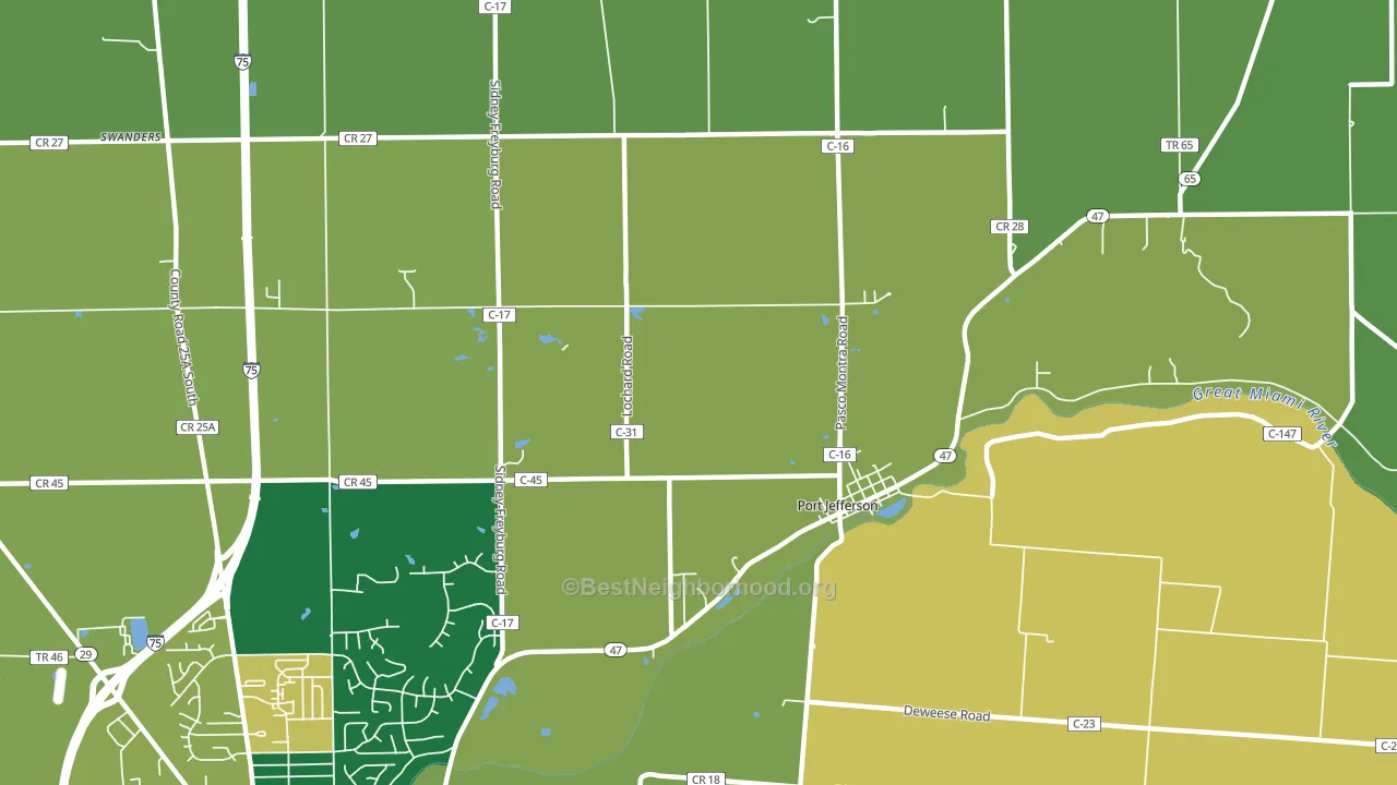 Port Jefferson, OH block-group voter-turnout map