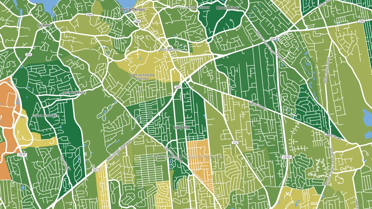 Port Jefferson Station, NY block-group voter-turnout map