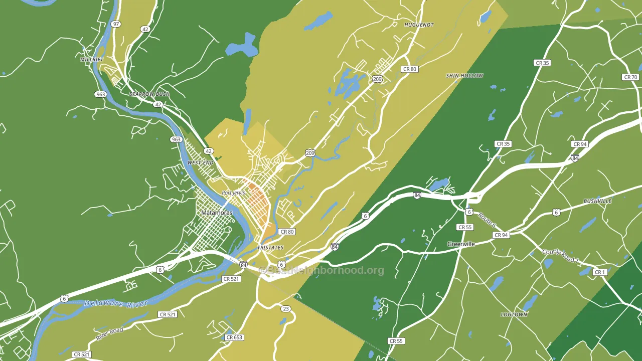 Port Jervis, NY block-group voter-turnout map
