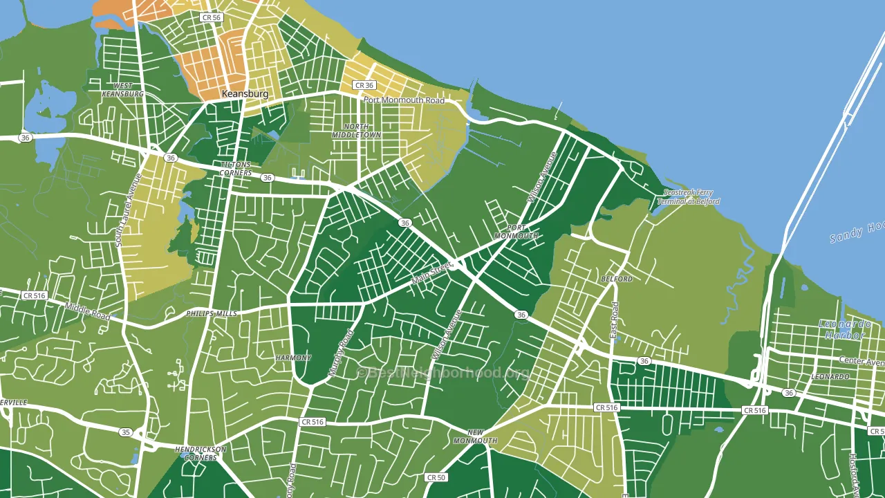 Port Monmouth, NJ block-group voter-turnout map