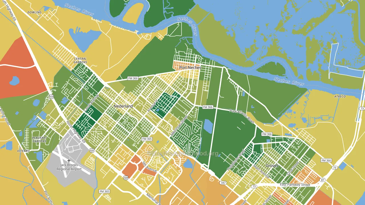 Port Neches, TX block-group voter-turnout map