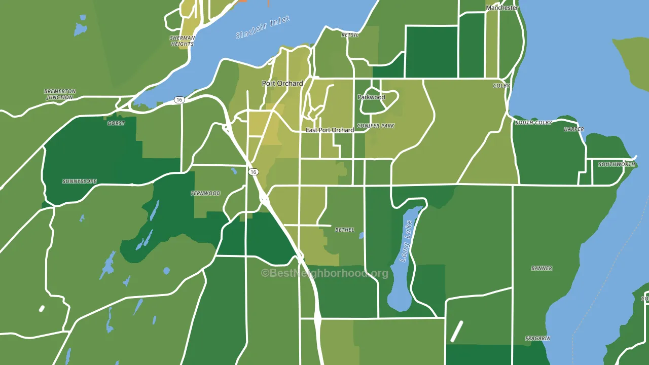 Port Orchard, WA block-group voter-turnout map