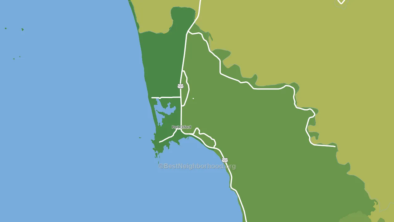 Port Orford, OR block-group voter-turnout map