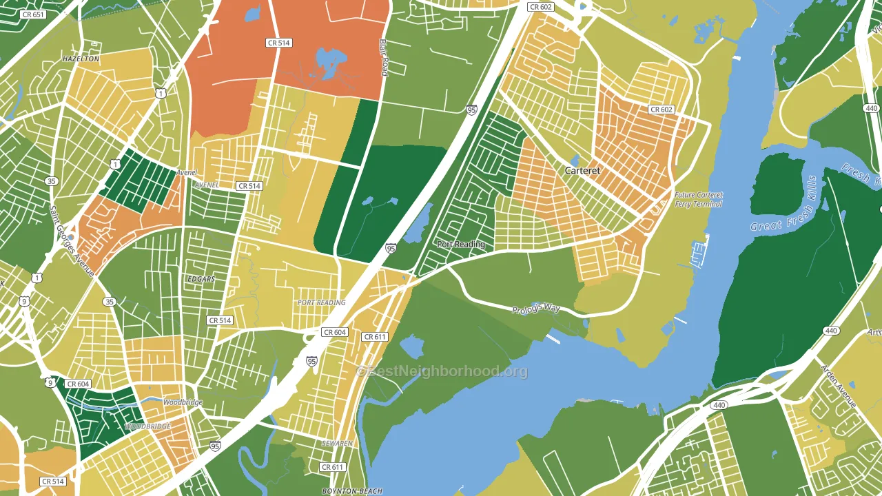 Port Reading, NJ block-group voter-turnout map
