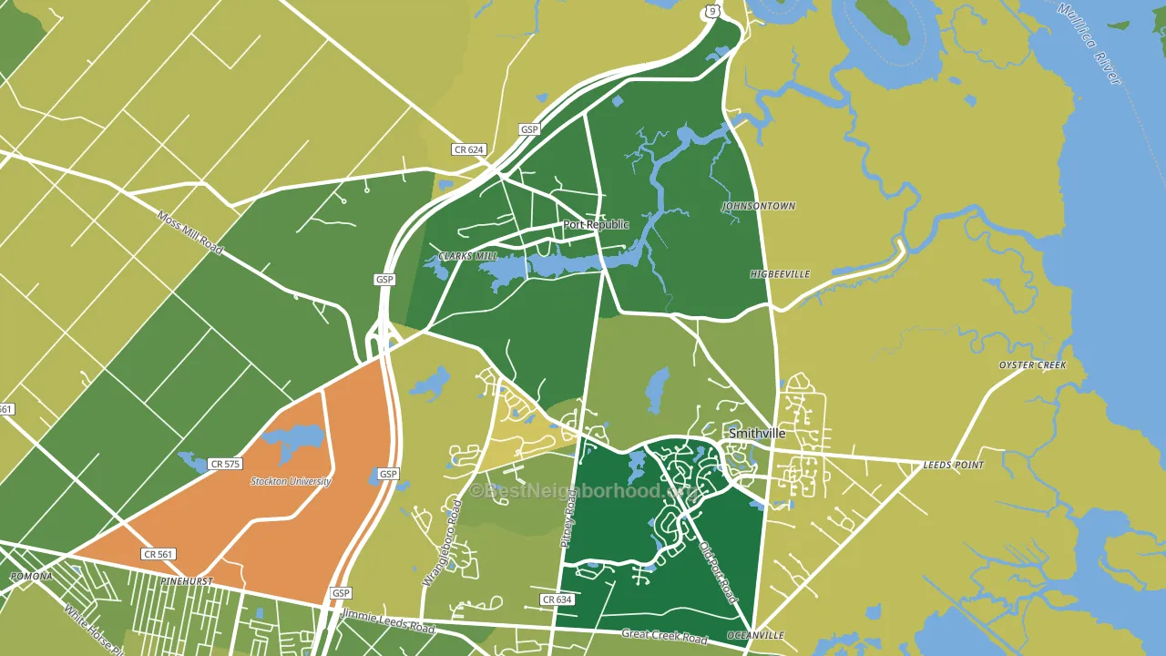 Port Republic, NJ block-group voter-turnout map