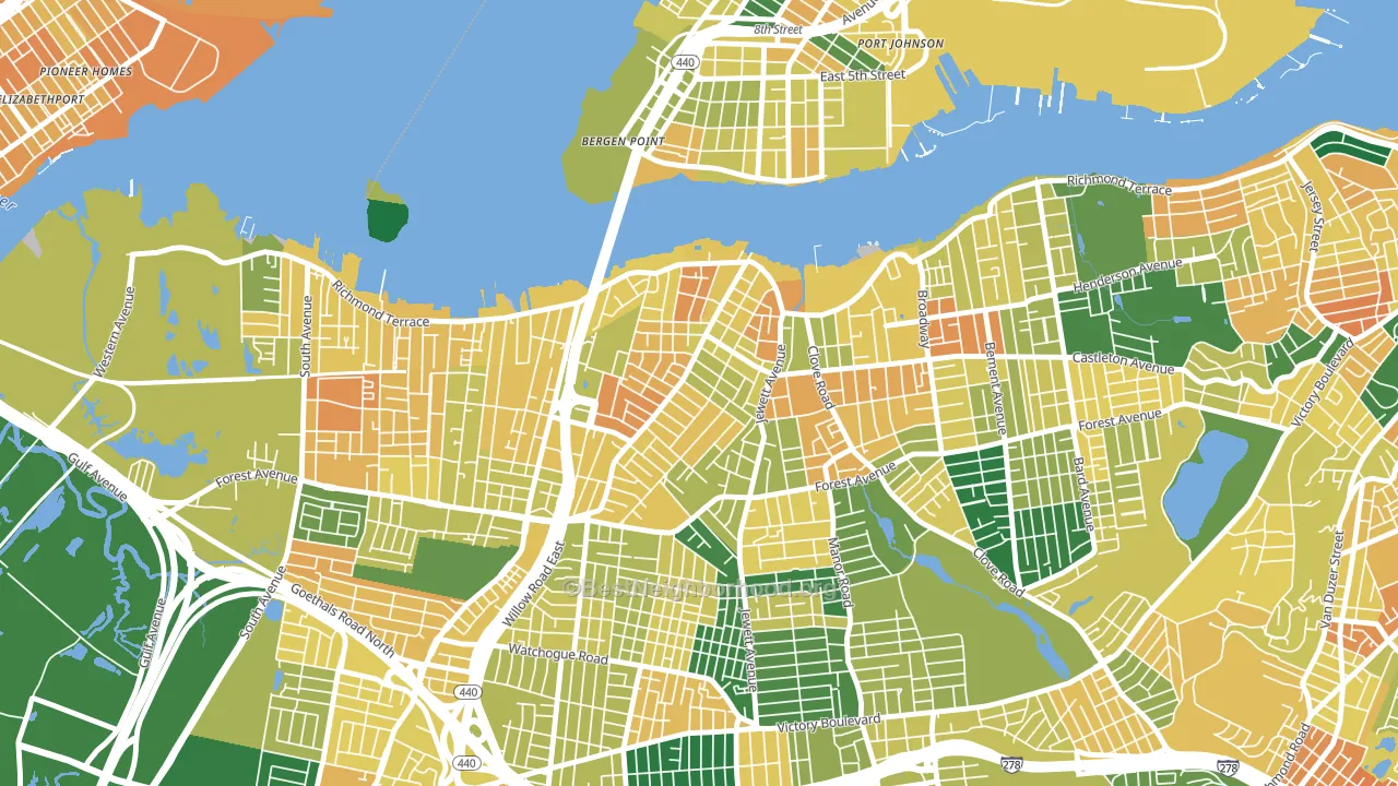 Port Richmond, Staten Island, NY block-group voter-turnout map