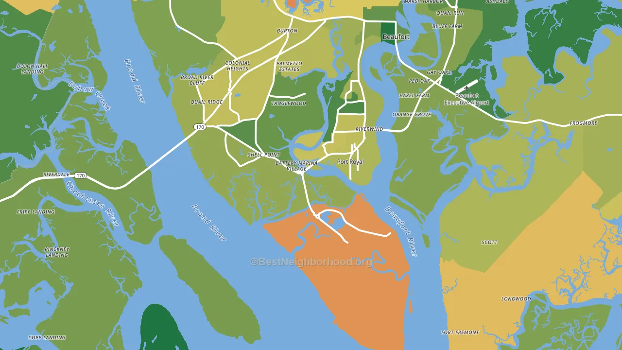 Port Royal, SC block-group voter-turnout map