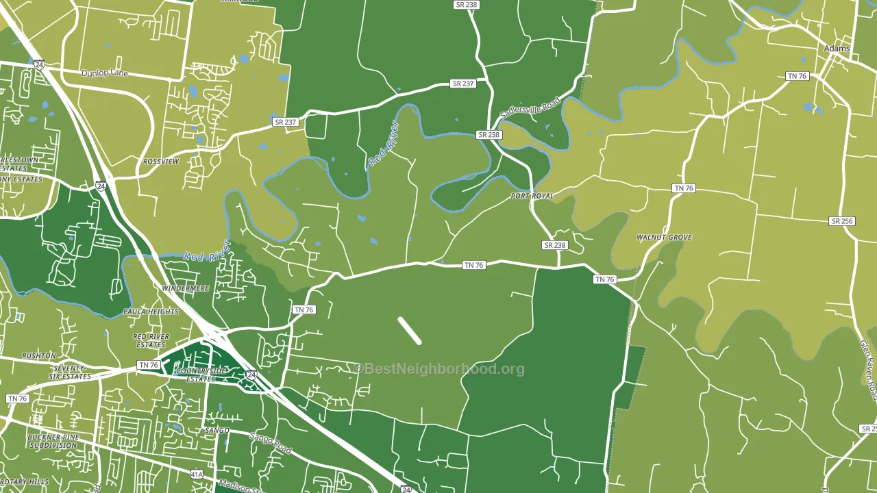 Port Royal, TN block-group voter-turnout map