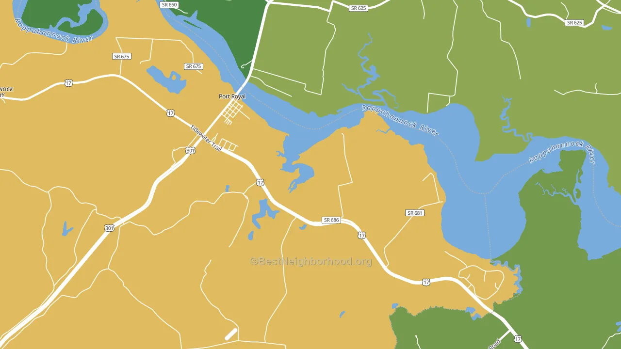 Port Royal, VA block-group voter-turnout map