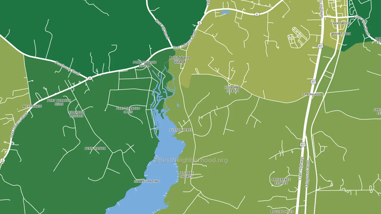 Port Tobacco Village, MD block-group voter-turnout map