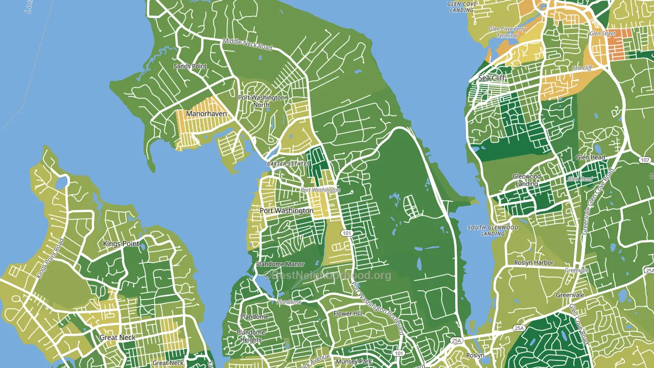 Port Washington, NY block-group voter-turnout map