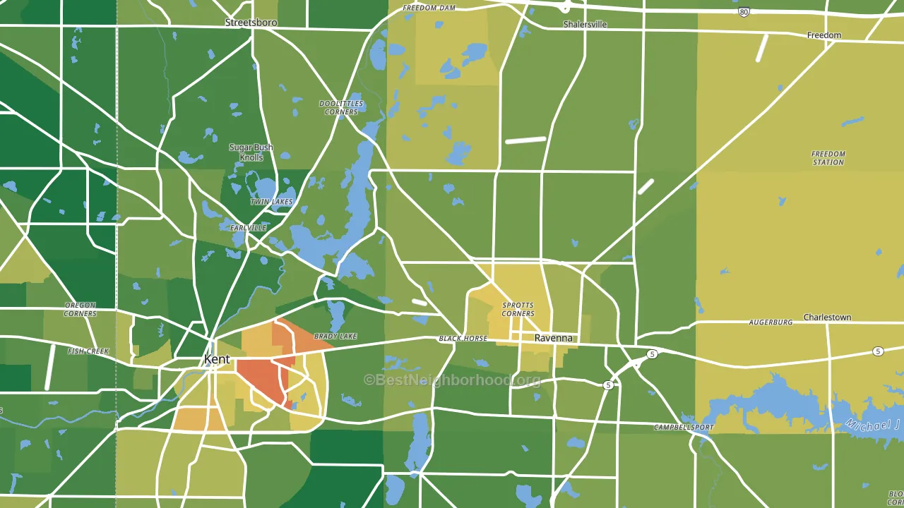 Portage County, OH block-group voter-turnout map