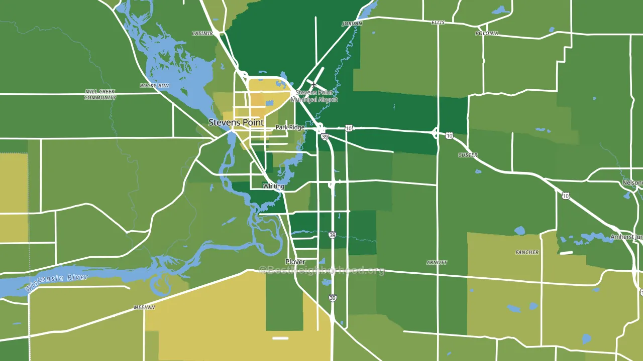 Portage County, WI block-group voter-turnout map