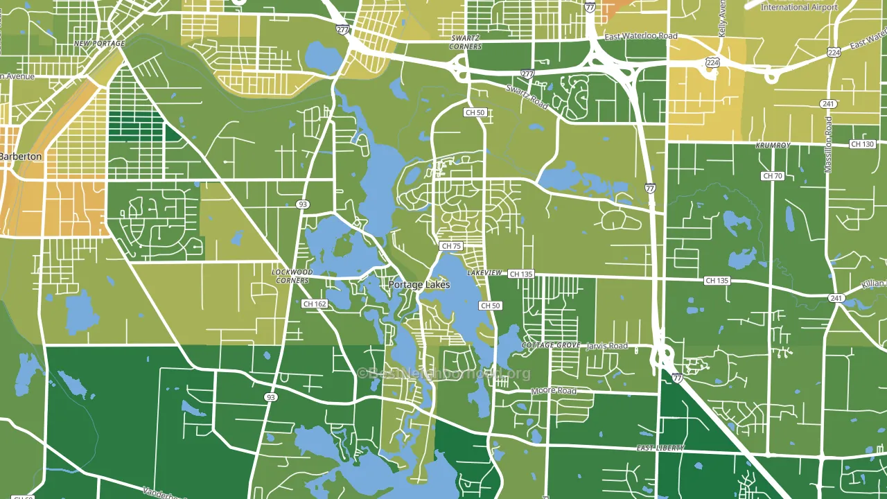 Portage Lakes, OH block-group voter-turnout map