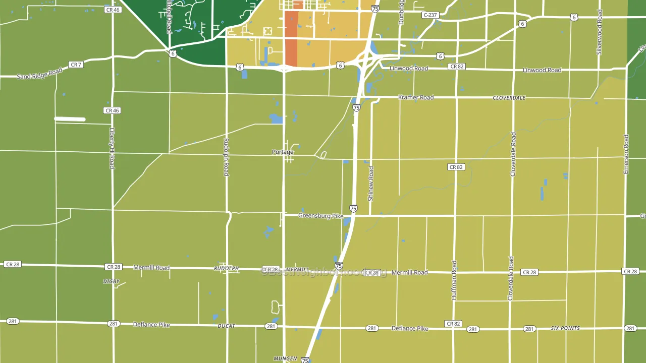 Portage, OH block-group voter-turnout map
