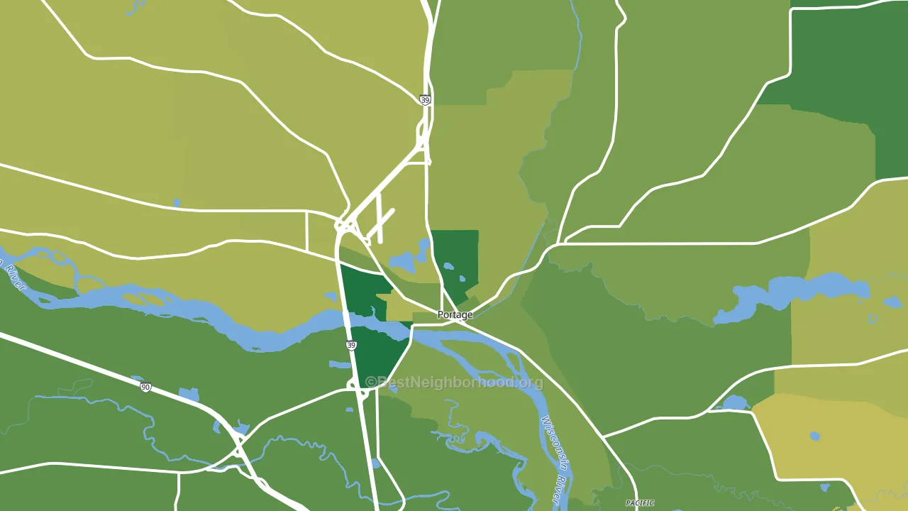 Portage, WI block-group voter-turnout map