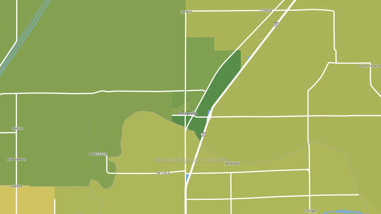 Portageville, MO block-group voter-turnout map