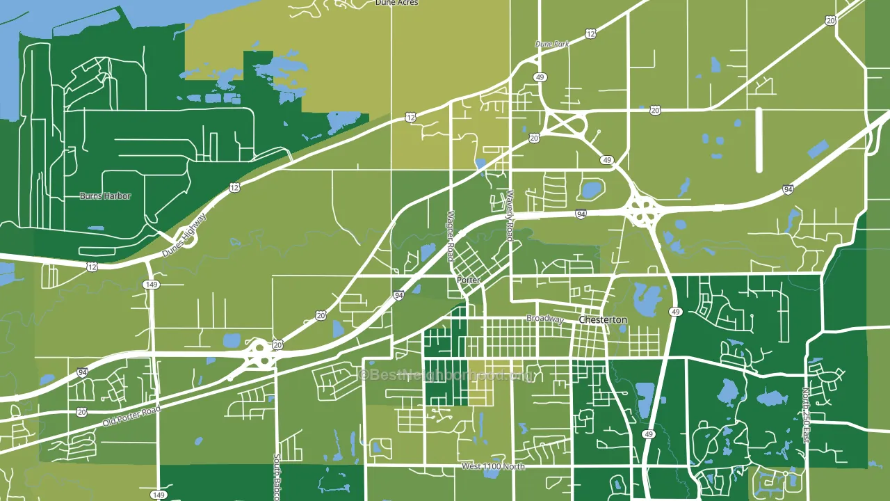 Porter, IN block-group voter-turnout map