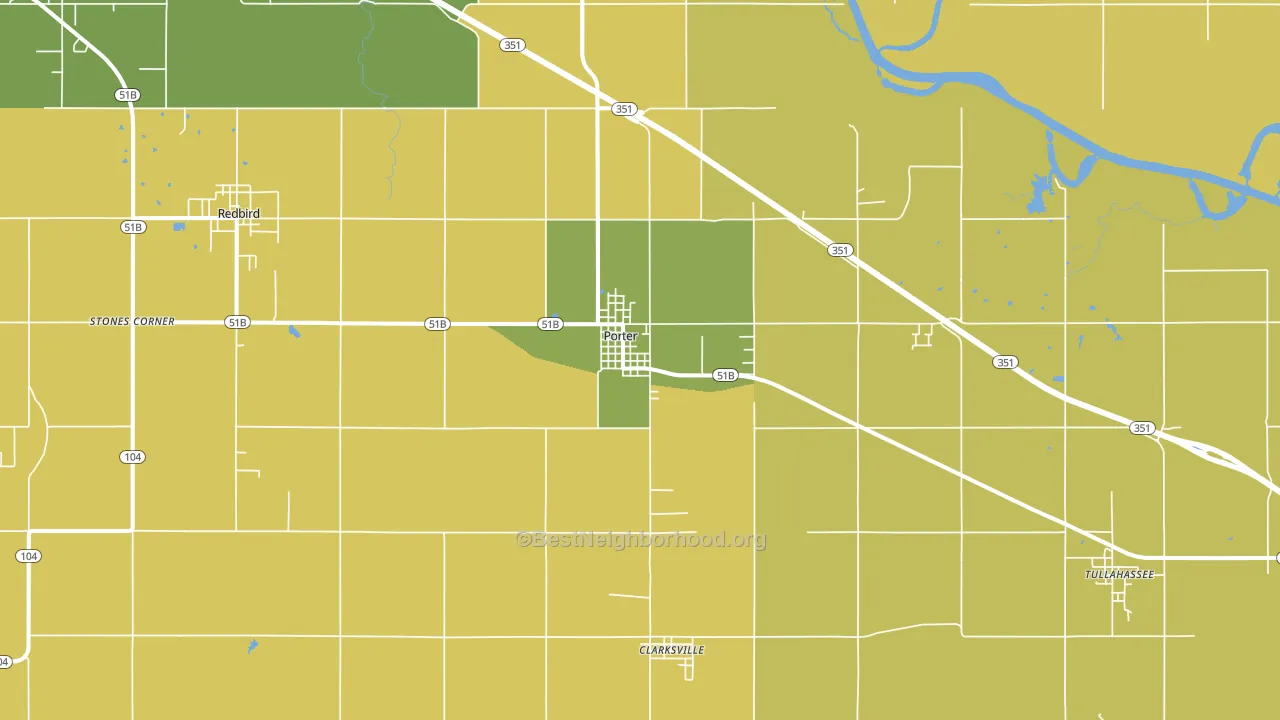 Porter, OK block-group voter-turnout map