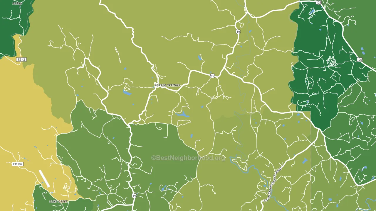 Porter Springs, GA block-group voter-turnout map