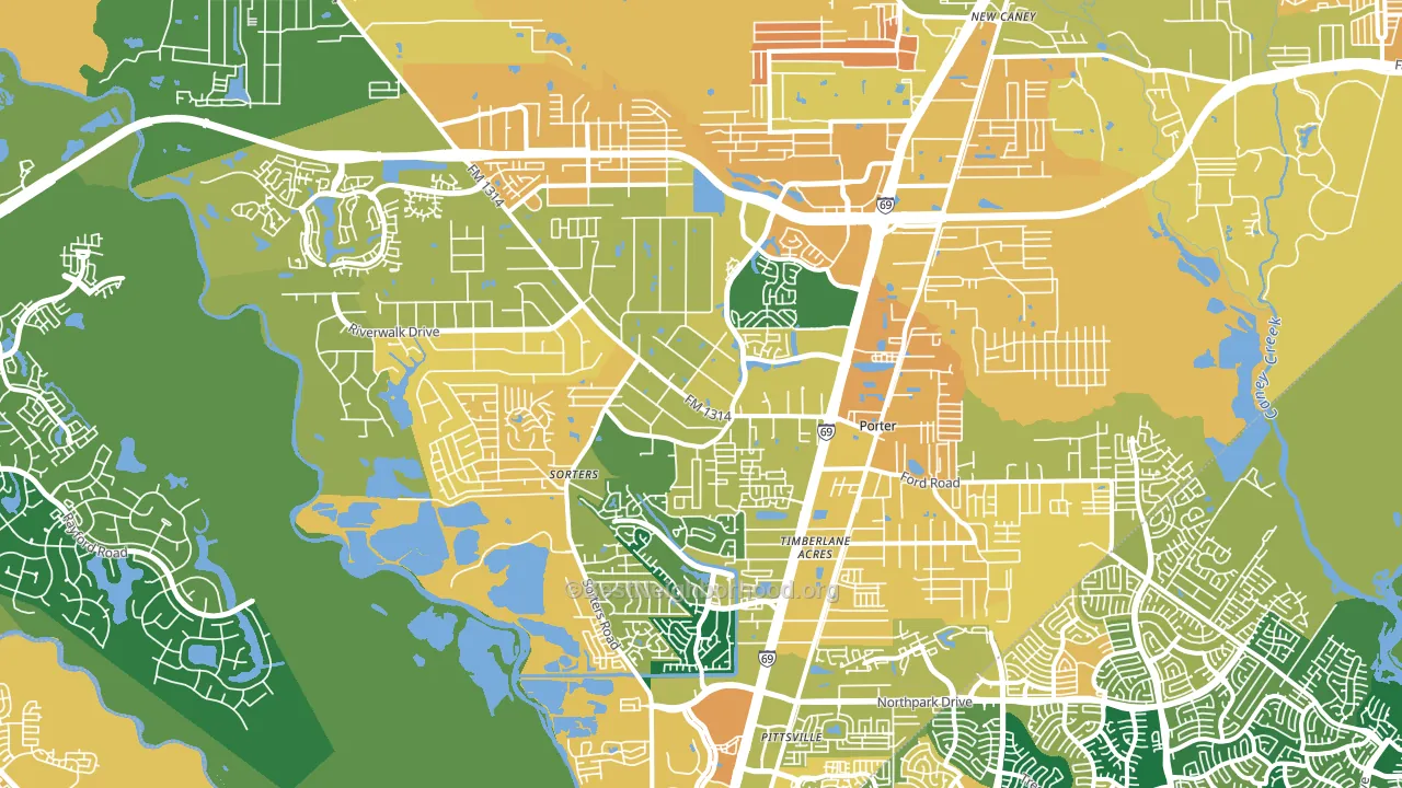 Porter, TX block-group voter-turnout map