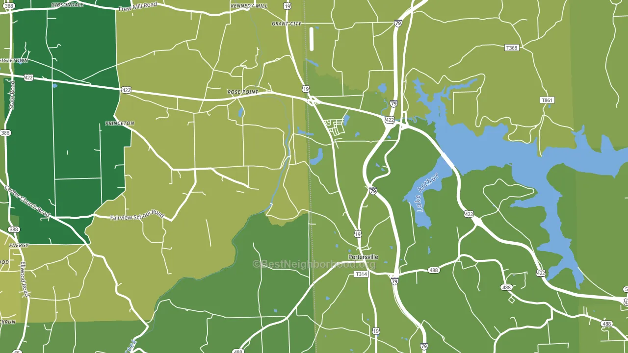 Portersville, PA block-group voter-turnout map