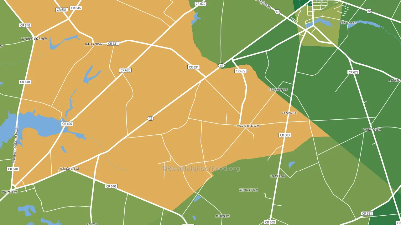 Portertown, NJ block-group voter-turnout map
