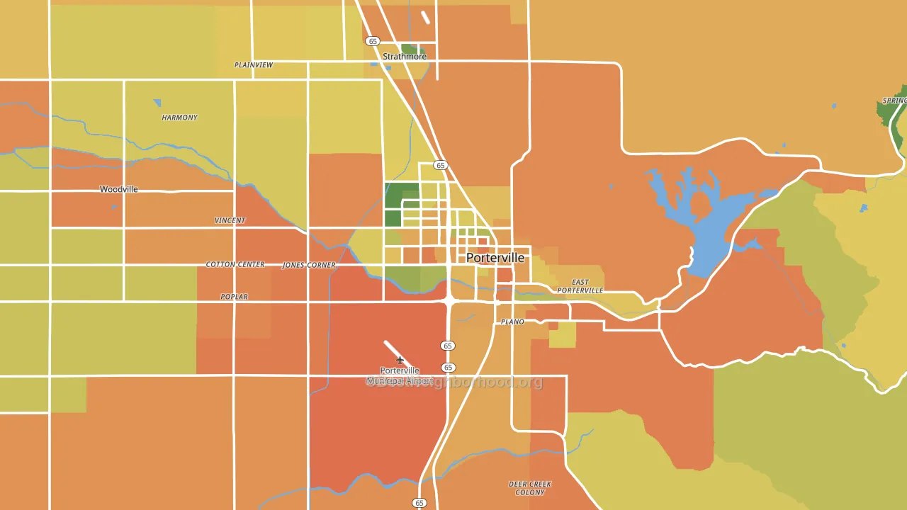 Porterville, CA block-group voter-turnout map