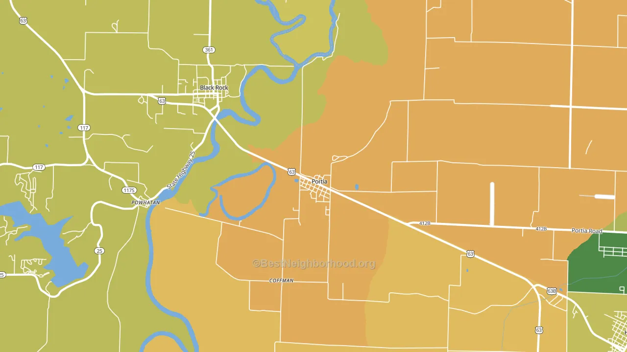 Portia, AR block-group voter-turnout map