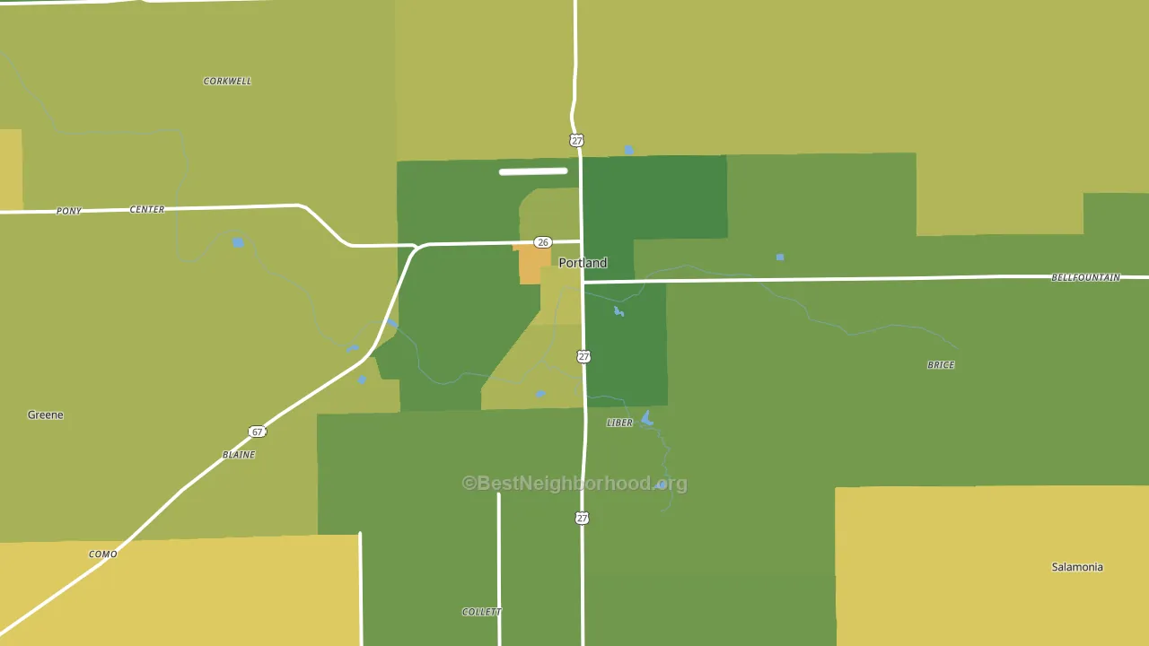 Portland, IN block-group voter-turnout map