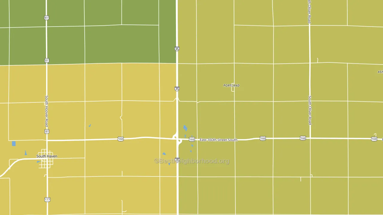 Portland, KS block-group voter-turnout map