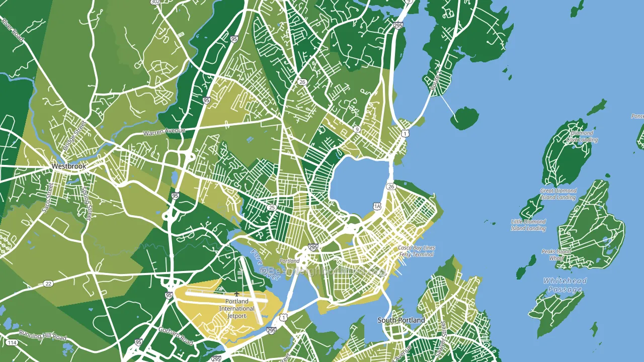 Portland, ME block-group voter-turnout map