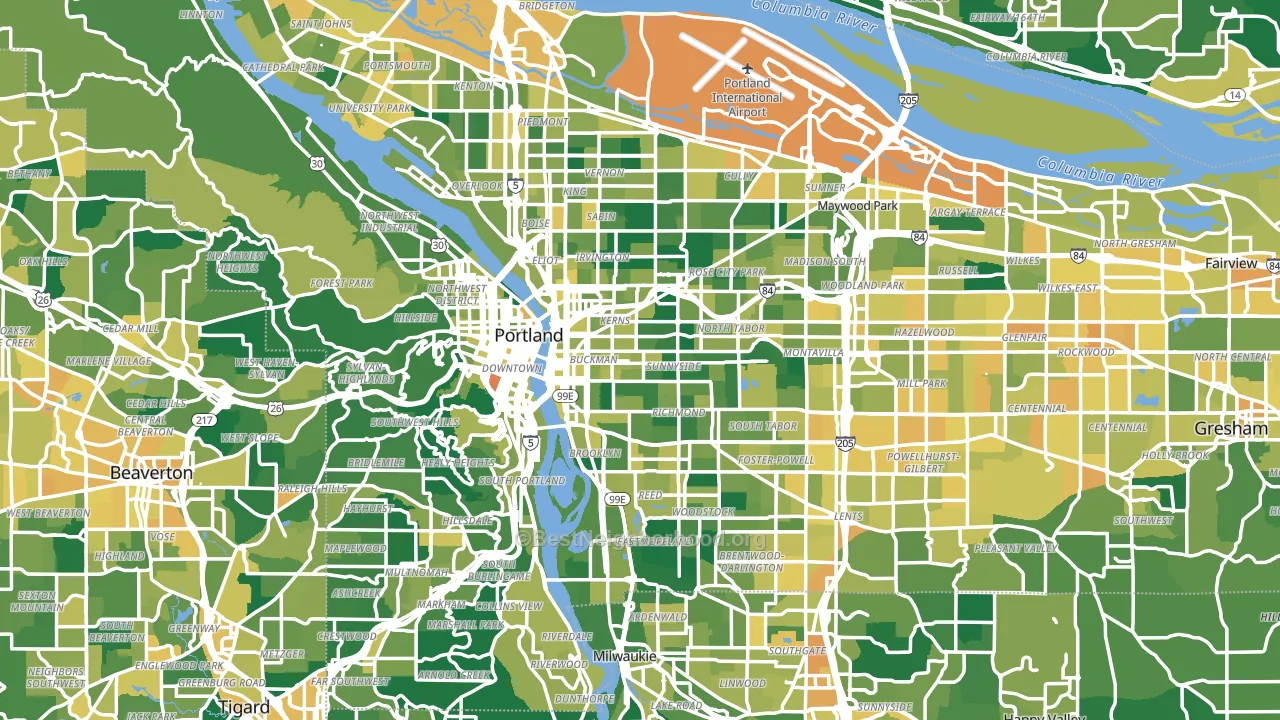 Portland, OR block-group voter-turnout map