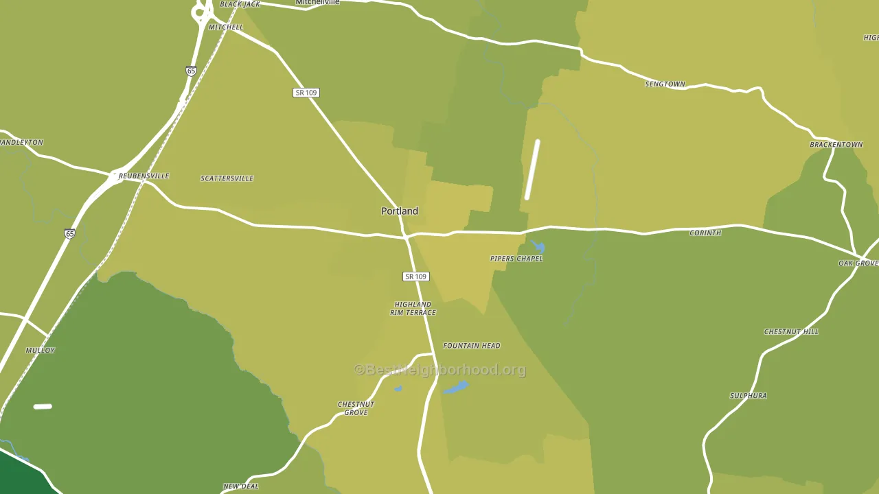 Portland, TN block-group voter-turnout map