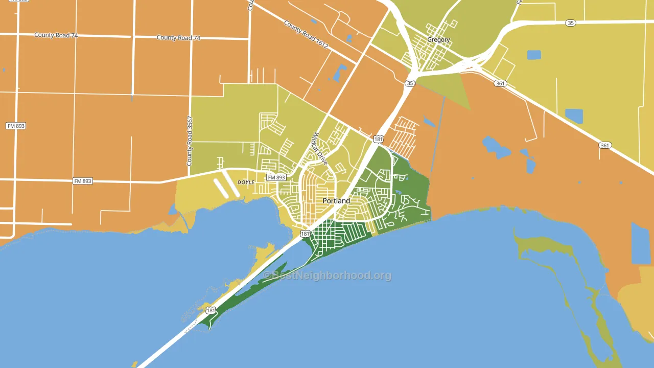 Portland, TX block-group voter-turnout map