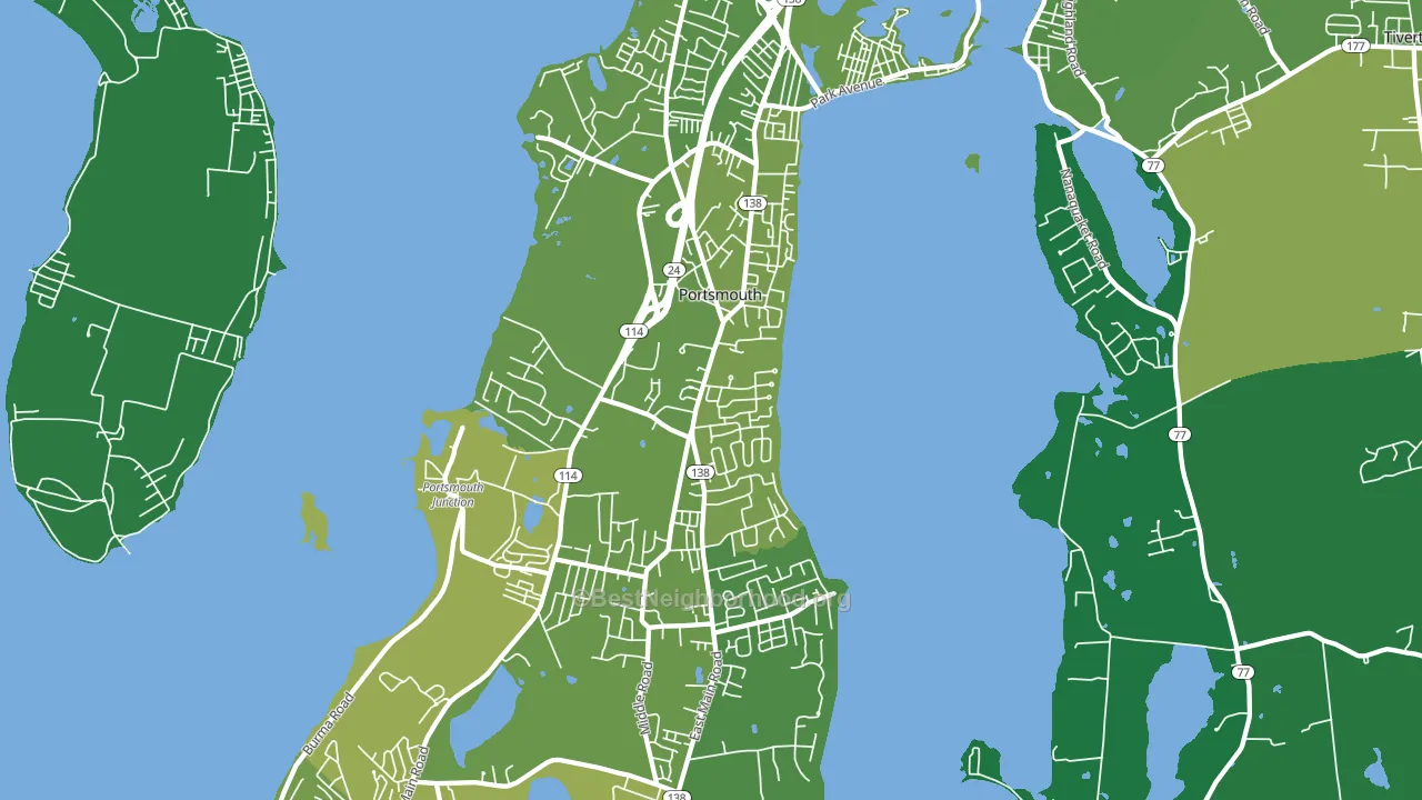 Portsmouth, RI block-group voter-turnout map